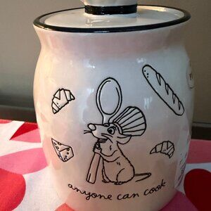 RAE DUNN DISNEY PIXAR RATATOUILLE CANISTER w/CHEF HAT LID “ANYONE CAN COOK” NEW